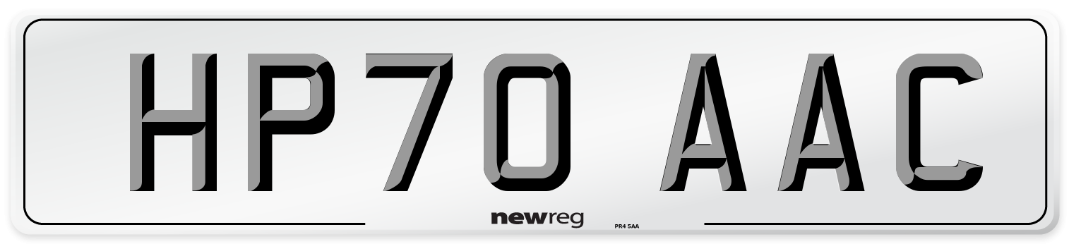HP70 AAC Number Plate from New Reg